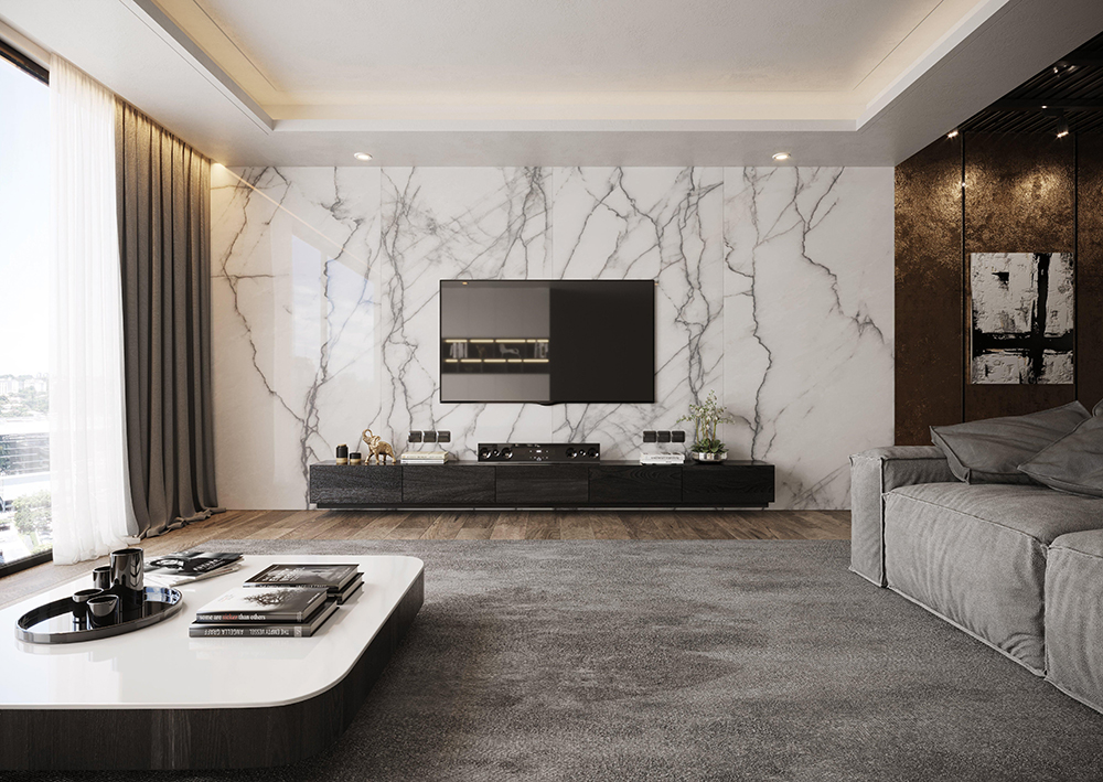 Maximo Magnus Polished Porcelain Tile 48 x 48 White 7 mm Thick Floor Decor